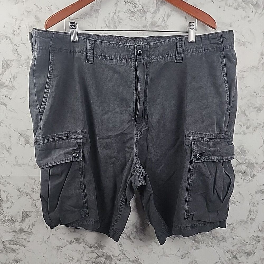 Mens Charcoal Grey Cotton Cargo Shorts Utility Workwear 40W RN 67835 India